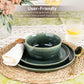 GBHOME Ceramic Dinnerware Sets for 6, 18 Pieces Stoneware Plates and Bowls Sets, Reactive Glaze Dishes -Scratch Resistant, Dishwasher&Microwave Safe, Earth Green