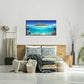 Tropical Island Coral Reef Landscape Canvas Wall Art for Living Room,Unique View Split Waterline Scenery,Beautiful Nature Summer Travel Scenic Picture Print Artwork Painting Decor,Inner Frame 24x48