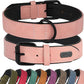 Didog Soft Padded PU Leather Dog Collar, Breathable and Adjustable Pink Dog Collars for Small Dogs, Comfortable for Daily Walk, Pink, M Fit Neck 12-15"(13-22 lbs)