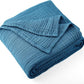 Carriediosa 100% Cotton Muslin Throw Blanket 108" X 90" King Size，4-Layers Summer Gauze Throws for Bed Couch，Soft Lightweight Breathable Linen Blankets Bedspread for Adults All Season，Dusty Blue