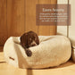 UnHide Floof Pet Bed - Medium (28" x 10") - Extra Soft Dog Bed - Removable Faux Fur Cover - Machine Washable - Helps Ease Pet Anxiety & Provides The Perfect Sleep - Beige Bear