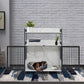 MCombo Furniture Style Dog Crate with Storage Shelves, Heavy Duty Wooden Dog Cage End Table, Triple Doors Pet House Indoor, 1368 (White)