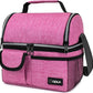 opux Lunch Bag Women Insulated, Adult Lunch Box Cooler, Lunch Box for Men, Dual Compartment Lunchbox for Work, Leakproof Double Decker Lunch Bag, Soft Lunch Pail Tote Girls Boys Kids School, Pink