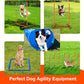Dog Agility Training Equipment, Obstacle Agility Training Starter Kit for Doggie, Including Tunnel, 27 Weave Poles, Adjustable Hurdle, Jump Ring, Pause Box and Carrying Bag(Blue,L)