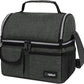 OPUX Lunch Box for Men, Adult Lunch Box Cooler, Insulated Lunch Bag Women, Dual Compartment Lunchbox for Work, Leakproof Double Decker Lunch Bag, Soft Lunch Pail Tote Boys Girls Kids School, Dark Gray