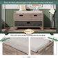 Storage Bench Removable Basket 2 Drawers Fully Assembled Acacia Wood Shoe Bench Standing Shoe Rack Removable Cushion for Living Room, Entrance Hallway, No Assembly Required White Washed