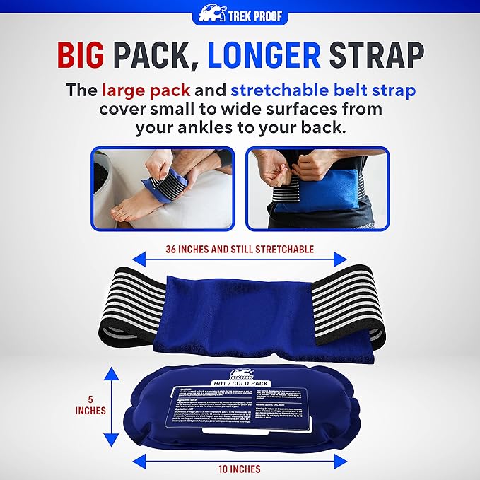 Ice Packs for Injuries Reusable (3-Piece Set) – Hot and Cold Ice Pack Therapy Gel Wrap Support – Supports Recovery, Joint and Muscle Pain – Knees, Back & More (3 Piece Set - Classic)