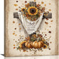 Christian Fall Wall Art Autumn Rustic Cross Sunflower Pumpkin Wall Decor Fall for Jesus He Never Leaves Pictures Painting Print Framed Artwork Decorations Gifts for Living Room Bedroom Prayer Room Office 20"x24"