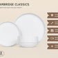 Ceramic Dinnerware Set, 12-Piece Service for 4, Soup Bowls (31.5 oz), Salad Plates (7.5"), Dinner Plates (10.5"), Round, Microwave and Dishwasher Safe, White, Cambridge Classics