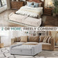 Ottoman with Storage, Tufted Storage Bench for Bedroom, 48" Fabrics End of Bed Bench, Upholstered Entryway Shoe Benches with Rolled Arm & Inner Zipper, Window Ottomans Chest without Rivets, Light Grey
