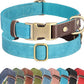 Didog Soft PU Leather Dog Collar for Large Dogs,Classic Adjustable Dog Collars with Quick Release Metal Buckle,Easy Clean and Comfortable with Nylon Lining,Light Blue,L Neck 15-23"