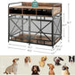 Dog Crate Furniture, 43" Heavy Duty Wooden Dog Crate End Table, XL Dog Kennel Furniture Large Breed, Decorative Dog Kenne Indoor with 3 Drawers & Steel Tubes 43" L x28 W x36 H (Rustic Brown)