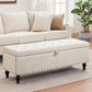 Mangodan51” Linen End of Bed Storage Bench, Tufetd Upholstered Storage Ottoman Bench with Safety Hinge, 330 lb Large Ottoman with Storages for Living Room, Entryway & Bedroom, Window Benches, Beige