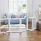 SPIRICH 96-inch Extra Wide 30-inches Tall Dog Gate with Door Walk Through, Freestanding Wire Pet Gate for The House, Doorway, Stairs, Pet Puppy Safety Fence, Support Feet Included (White)