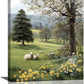 Country Sheep Canvas Wall Decor Farmhouse Rustic Lamb Wildflower Wall Art Nature Countryside Landscape Pictures Painting Print Framed Artwork Decorations for Bathroom Living Room Bedroom 16"x20"