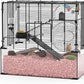 3-Tier Glass Hamster Tank, Large Hamster Cage Habitat with 11inch Big Running Wheel for Rat, Mouse, Gerbil, Syrian Hamster, 370 SQ INCHES