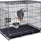 Durable Easy Portable Collapsible Metal Travel or Veterinary Collapsable Parrot Bird Carrier Beaks-Proof Easy Clean Carrier Cage with Stainless Steel Feeder Bowls Natural Wooden Perch