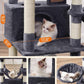Feandrea Cat Tree, 66.1-Inch Large Cat Tower with 13 Scratching Posts, 2 Perches, 2 Caves, Basket, Hammock, Pompoms, Multi-Level Plush Cat Condo for Indoor Cats, Smoky Gray UPCT165G01