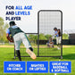 Yes4All Portable L-Screen Baseball 7x7ft with 2 Baseballs, Rubber Wheels - L Screen Baseball for Batting Cage, Protective Pitching Screen Net Double Layers, Carry Bag Included
