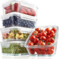 NutriChef 10-Piece Superior Glass Food Storage Containers Set (5 Containers + 5 Locking Lids),Stackable Meal-prep Design, BPA-free Airtight Clear Locking lids with Vent Lids & Air Hole, NCCLX5