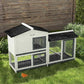 PawHut 62" Rabbit Hutch, Wooden Bunny Hutch, Guinea Pig Cage, Small Animal Enclosure with Run Area, Removable Tray, Asphalt Roof, Lockable Doors and Ramp, for Rabbits, Chickens, Ducks, White