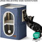 Bedsure 2 Story Cat House - Cat Condos for Indoor Cats with Scratch Pad and Fluffy Ball Hanging, Small Pet Cave Furniture Hideaway for Multi Pets, 18x14x23 inches, Blue