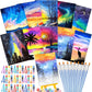 Blosssound 10 Set Pre Printed Canvas Pre Drawn Canvas Painting with Easel Kits 5" x 7" Outline Painting Panels for Beginners, DIY Craft Project, Party Favor, Home Decors(Dream Sky)