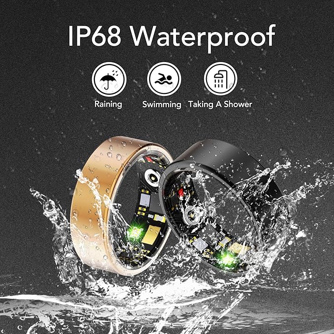 Smart Health Ring for Women Men Fitness Tracker with Heart Rate, Blood Oxygen, Blood Pressure, Sleep Monitoring, Step Counting, IP68 Waterproof for iPhone and Android, No APP Fee, Silver 9
