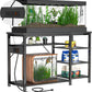 55-75 Gallon Fish Tank Stand: Heavy Duty Aquarium Stand with Power Outlets and Cabinet for Fish Tank Accessories Storage - Metal Frame, 1200LBS Capacity, Suitable for Fish & Reptile Terrariums
