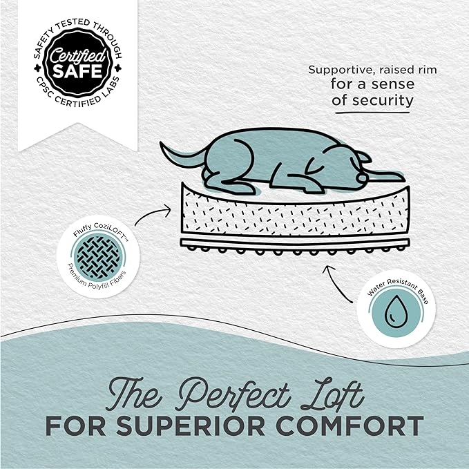 Best Friends by Sheri Shag Lounge Bed Calming Faux Fur Dog Bed, Frost, Large, 36" x 27"