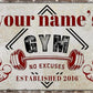 Custom Gym Sign Wall Art Decor Personalized Name Aluminum Metal Sign Retro Workout Room Fitness Center Tin Sign