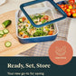 Caraway Glass Food Storage, 10 Cup Glass Container,Ceramic Coated Food Container,Easy to Store, Non Toxic, Non Stick Lunch Box Container with Glass Lids. Dishwasher, Oven,Square Shape,Cream