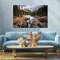 Nature Wall Art Prints - Ocean Forest Mountain Lake Canvas Landscapes - Small to Extra Large Living Room Bedroom Kitchen Bathroom Décor (Mountain River Waterfall, 35L" x 53W" - 3 Panels)