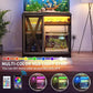 DWVO 40-50 Gallon Aquarium Stand with Power Outlets & LED Light, Cabinet for Fish Tank Accessories Storage - Metal Fish Tank Stand Suitable for Turtle, Reptile Terrarium, 660LBS Capacity, Grey