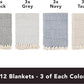 Arkwright Common Ground Bulk Blankets - Pack of 12 - Reversible 100% Cotton All Season Lightweight Couch Bed Throws for Wedding Guests, Travel, and Outdoor Events, 50 x 70 in, Block