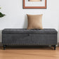 Mangodan51” Linen End of Bed Storage Bench, Tufetd Upholstered Storage Ottoman Bench with Safety Hinge, 330 lb Large Ottoman with Storages for Living Room, Entryway & Bedroom, Window Benches, Grey