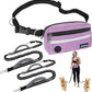 PetAmi Hands Free Dog Leash, Dog Running Leash Belt for Walking Jogging, Dog Waist Zipper Pouch Fanny Pack with Poop Bag Dispenser, Dual Padded Handle Bungee Leash for Small Medium Large Dogs, Double