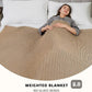 L'AGRATY Knitted Weighted Blanket - 48"x72" 12lbs Cooling Chunky Knit Heavy Blanket for Adults Braided Crochet Throw Thick Cable Yarn Knit Decorative No Beads Evenly Weighted Machine Washable