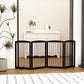 Freestanding Pet Gate for Dogs, Indoor Wooden Foldable Dog Gate for House, Doorway, Stair, 80 Inch Wide, 4 Panels 32",Brown