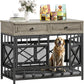 IRONCK 44 inch Large Dog Crate Furniture, Wooden Dog Kennel with Storage Drawers for Medium/Large Dogs, Decorative Dogs Kennel Indoor, Light Ivory