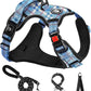 NESTROAD No Pull Dog Harness with Leash, Reflective No Choke Pet Vest Harness,Adjustable Soft Padded Dog Harness with Easy Control Handle for Large Dogs(Checkered Blue,Large)