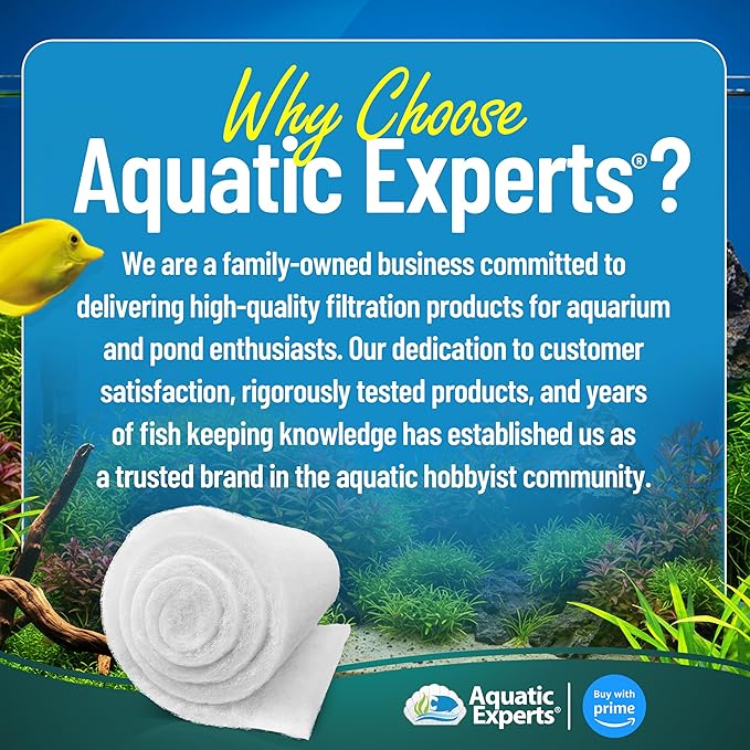 Aquatic Experts Aquarium Filter Floss for Fish Tank Filters - FilterFirst Aquarium Filter Pad - Aquarium Filter Media Roll for Crystal Clear Water, 3/4" - 1" Thick (24 Inch Wide, 24 Feet Long)