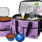 PetAmi Dog Travel Bag, Travel Pet Bag Organizer, Dog Food Travel Bag with Food Container and Bowls, Dog Travel Supplies Gift Accessories for Weekend Camping, Dog Cat Diaper Bag (Purple, Medium)