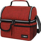 opux Lunch Bag Women Insulated, Adult Lunch Box Cooler, Lunch Box for Men, Dual Compartment Lunchbox for Work, Leakproof Double Decker Lunch Bag, Soft Lunch Pail Tote Girls Boys Kids School, Red