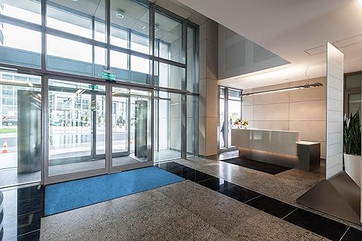 WaterHog Diamond | Commercial-Grade Entrance Mat with Rubber Border – Indoor/Outdoor, Quick Drying, Stain Resistant Door Mat (Bluestone, 3' x 8')