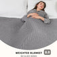 L'AGRATY Knitted Weighted Blanket - 48"x72" 12lbs Cooling Chunky Knit Heavy Blanket for Adults Braided Crochet Throw Thick Cable Yarn Knit Decorative No Beads Evenly Weighted Machine Washable