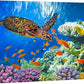wall26 Canvas Print Wall Art Vibrant Neon Underwater Turtle, Reef & Fish Nature Animals Photography Realism Rustic Scenic Landscape Wilderness Colorful for Living Room, Bedroom, Office - 16"x24"