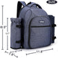 Apollo Walker Picnic Backpack Bag for 2 Person with Cooler Compartment, Detachable Bottle/Wine Holder, Fleece Blanket, Plates and Cutlery Set (2 Person, Navy)
