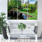 Nature Wall Art Prints - Ocean Forest Mountain Lake Canvas Landscapes - Small to Extra Large Living Room Bedroom Kitchen Bathroom Décor (Golf Course with Stone Bridge, 31L" x 47W" - 3 Panels)