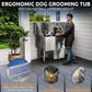 KANIS Professional Stainless Steel Dog Bathing Station - Grooming Tub w/Ramp, Storage Drawer, Floor Grate & Faucet/Dog Bathtub for Large, Medium & Small Pets (40", 1 Drawer - Left RAMP)